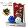 Low Back Pain Relief, Sciatica, Self-Massage Tool, Trigger Points, 2 Massage Balls with Instruction Book, Chiropractic Tools, Myofascial Pain, Deep Tissue Massage, Muscle Knots.